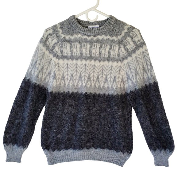 Vintage Fair Isle Alpaca Wool Sweater Women's M Bolivia Knit Handmade Pullover - Picture 1 of 12